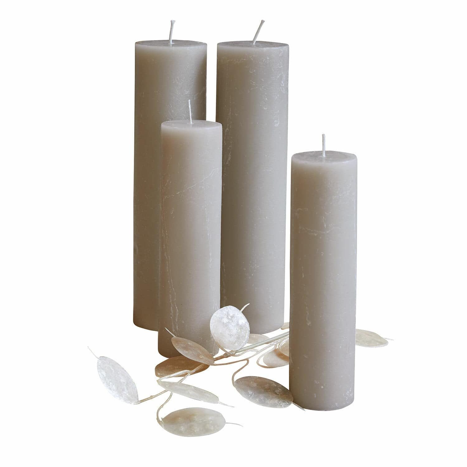 Mirabeau Stumpenkerze Kerze 4er Set Avinal taupe (4er Set, 4er Set), none