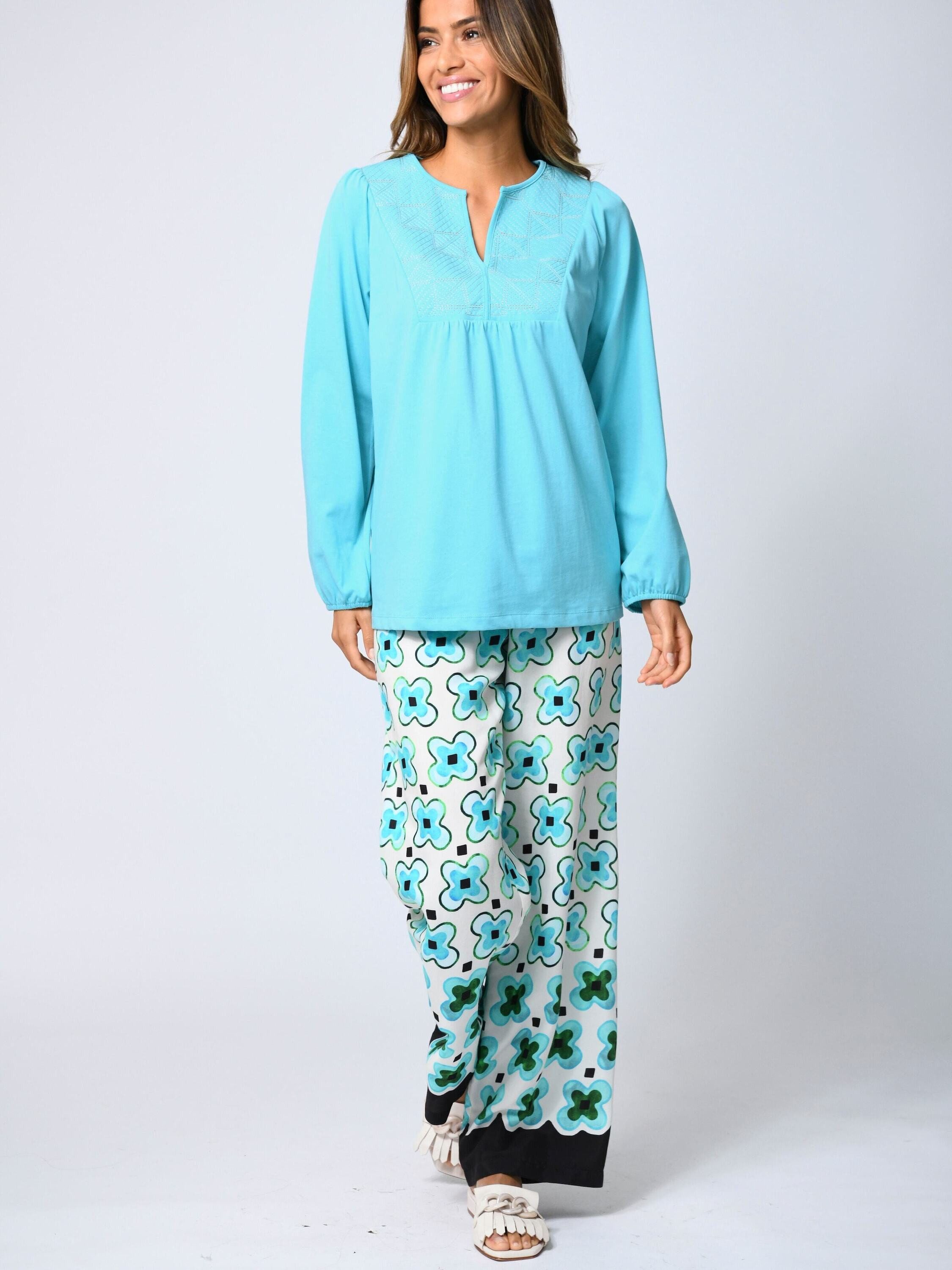 Alba Moda Tunika Bluse mit grafischer Stickerei