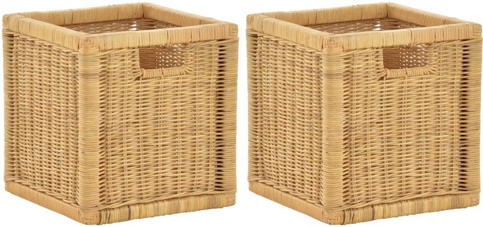 Krines Home Regalkorb »2er Set Regalkorb Aufbewahrungskorb Korb geflochten Rattan Korbset Aufbewahrung Regal Schrankkorb Quadratisch« (2-teiliges…