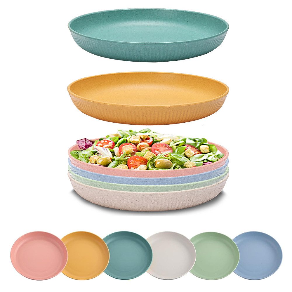 TUWENA Geschirr-Set 6 Stück Unzerbrechliches Speiseteller Set, Camping Teller Essteller (6-tlg), Mikrowellengeeignet & Spülmaschinenfest & Mehrweg