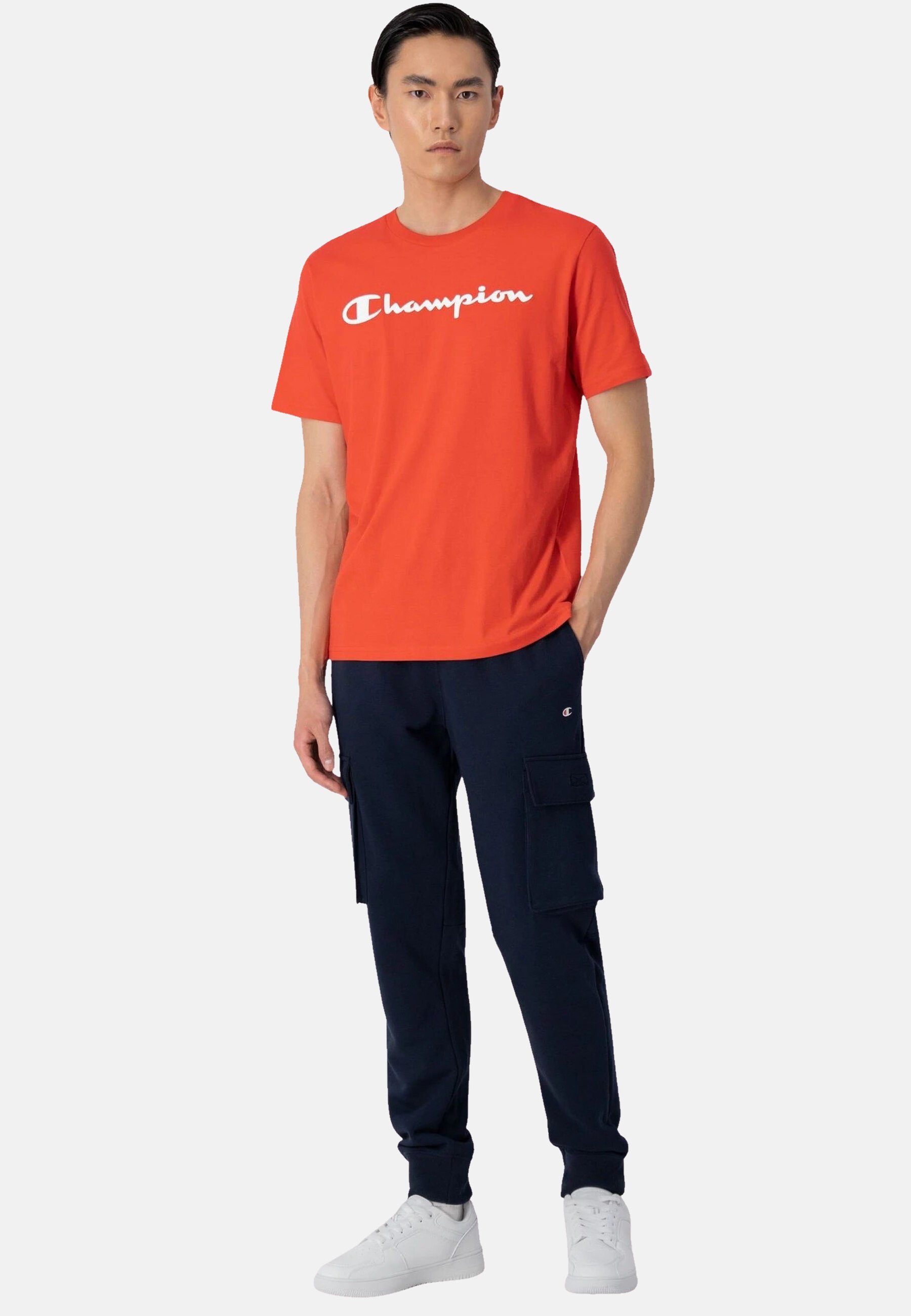 Champion T-Shirt Shirt rot Rundhals-T-Shirt aus Baumwolle mit