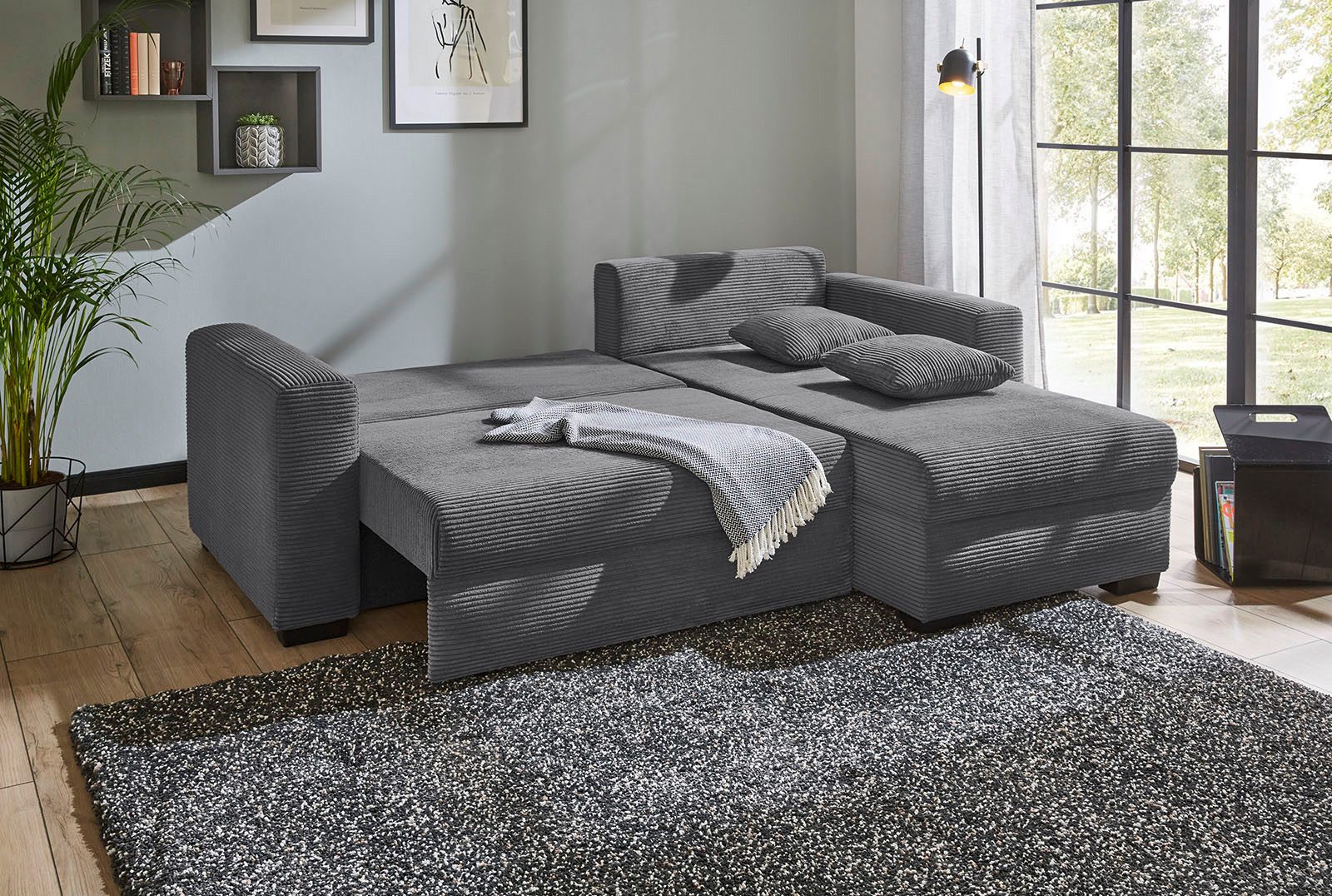 Jockenhöfer Gruppe Ecksofa Elmau L-Form, B: 235 cm, Liegef. 142x191 cm, mit Schlaffunktion, Bettkasten & 2 Zierkissen