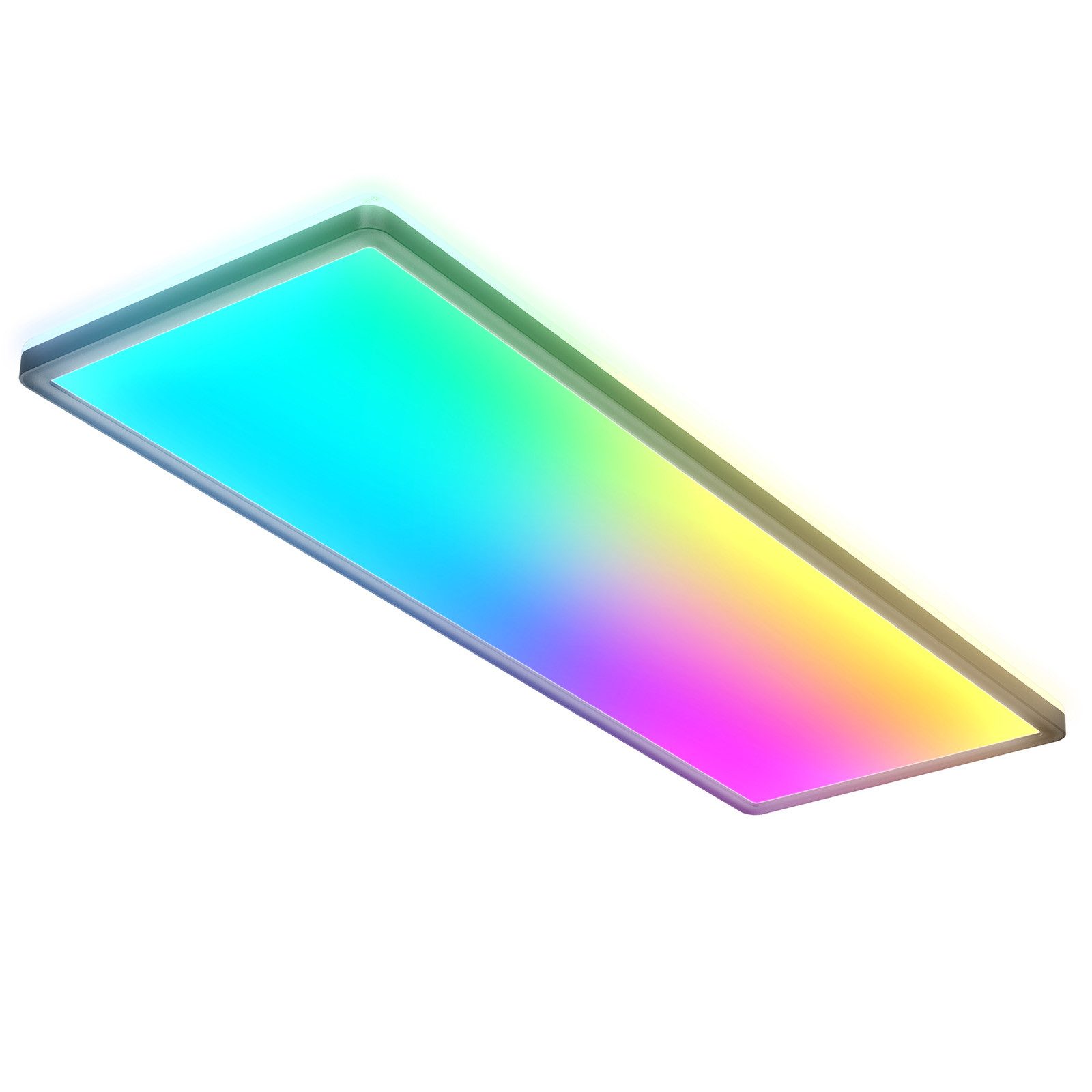 B.K.Licht Deckenleuchte LED Deckenlampe dimmbar Wohnzimmer Fernbedienung Backlight schwarz, Fernbedienung, LED fest integriert, 4000K - neutralweiß, RGB-Farbwechsler, RGB Panel rechteckig 58x20cm flach 22W 3000lm 230V Memory Büro BKL1555