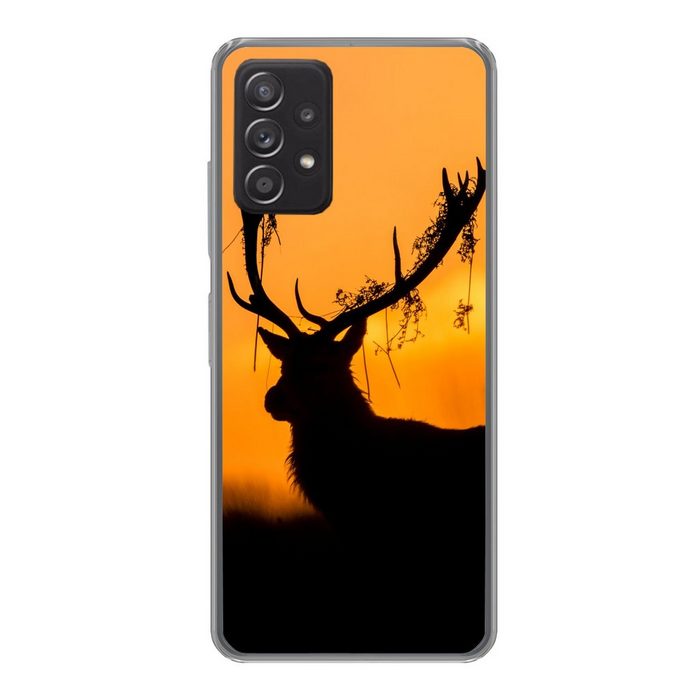 MuchoWow Handyhülle Hirsch - Orange - Scherenschnitt - Tiere - Natur Handyhülle Telefonhülle Samsung Galaxy A73