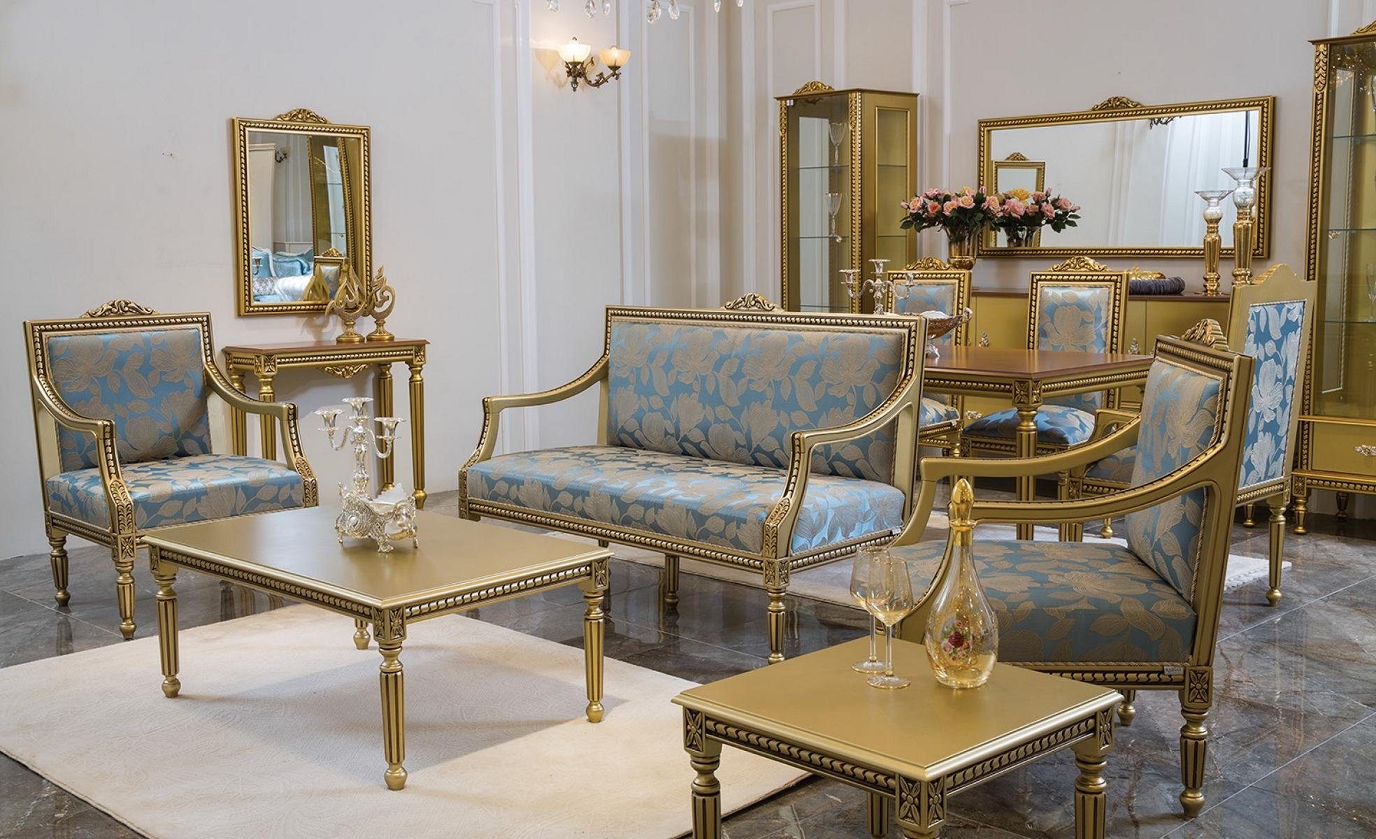JVmoebel Sessel, Sessel Polster Stuhl Luxus Stühle Möbel Stoff Gold Einsitzer Design