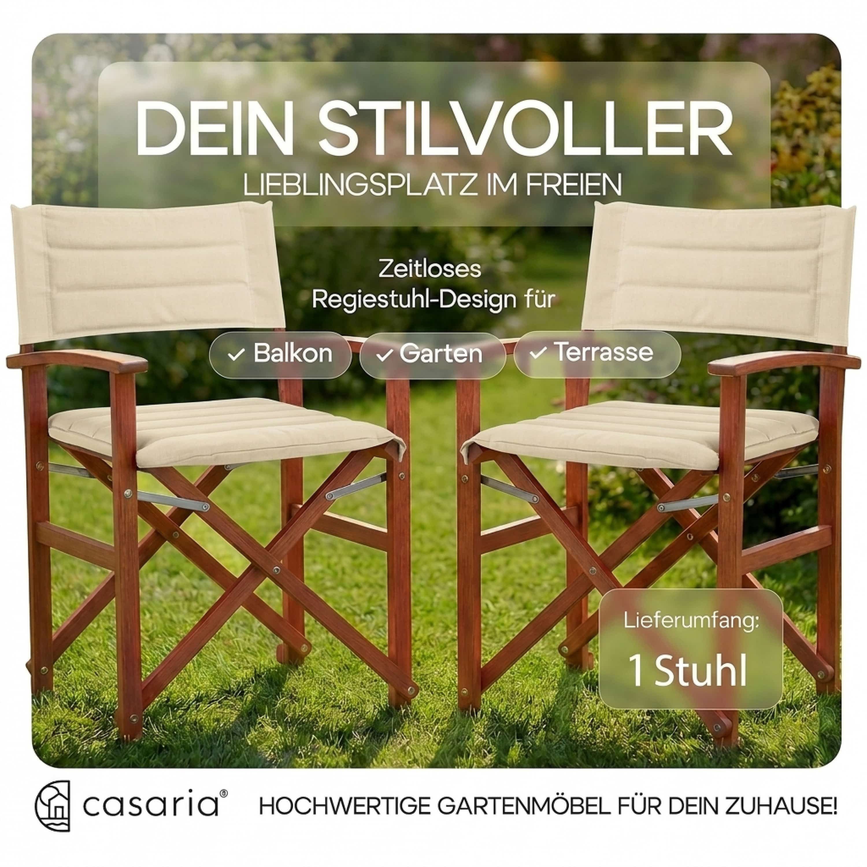 Casaria Regiestuhl, Klappbarer gepolsterter FSC®-zertifizierter Holz Stuhl bis 160 kg