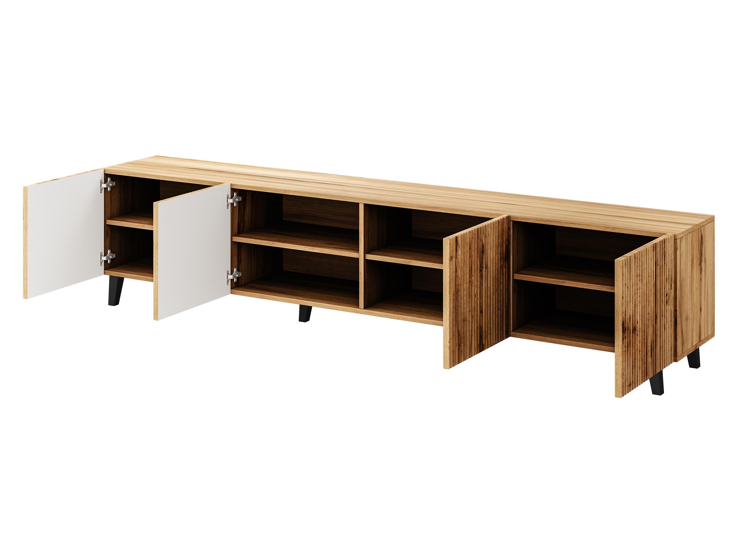 MIRJAN24 TV-Schrank Vamos 200 (mit 4 Türen) schwarze Beine, Fronten gefräst