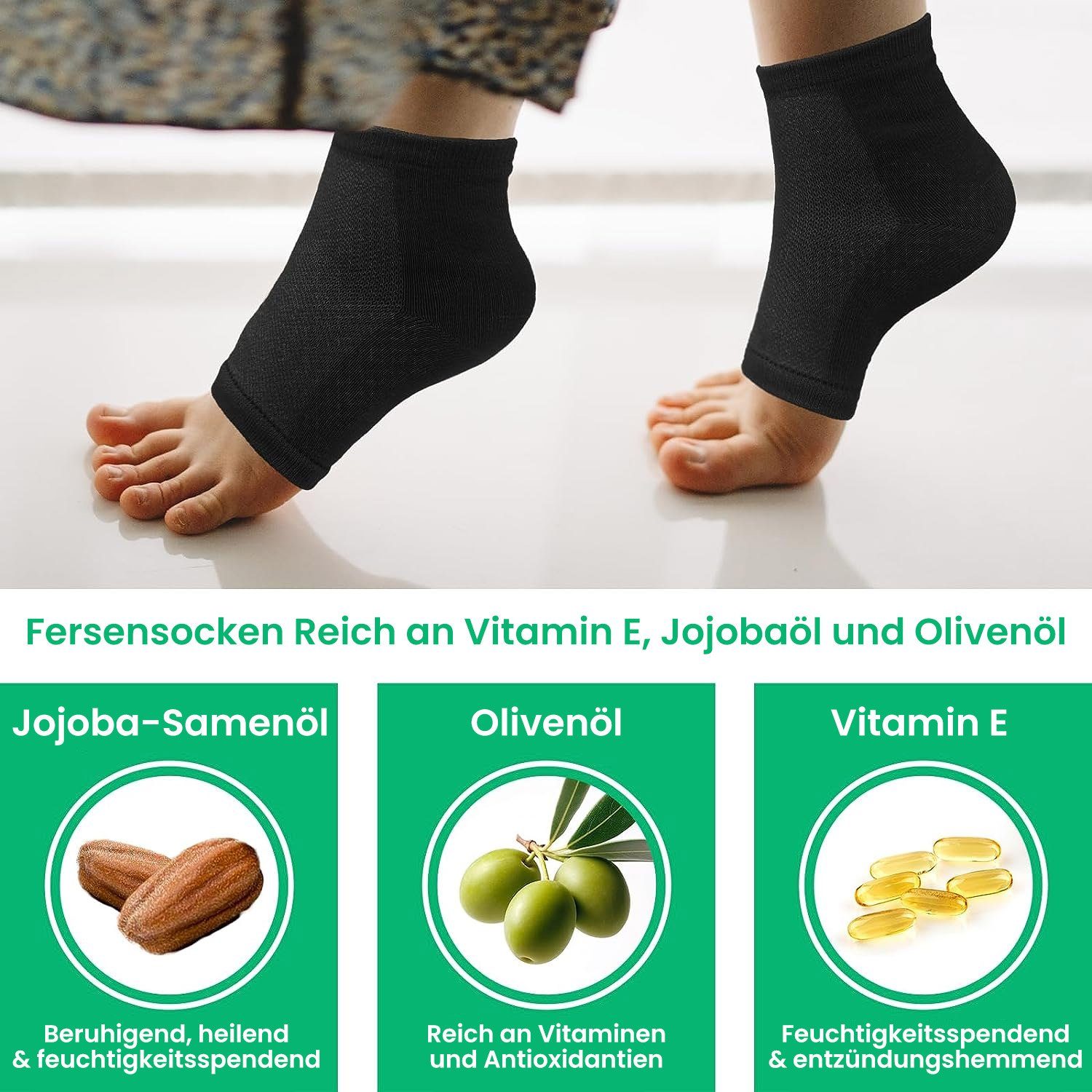 MAGICSHE Funktionssocken fersenpolster 5 zehenlose Paar Fußpflege, Fersenweicher Socken