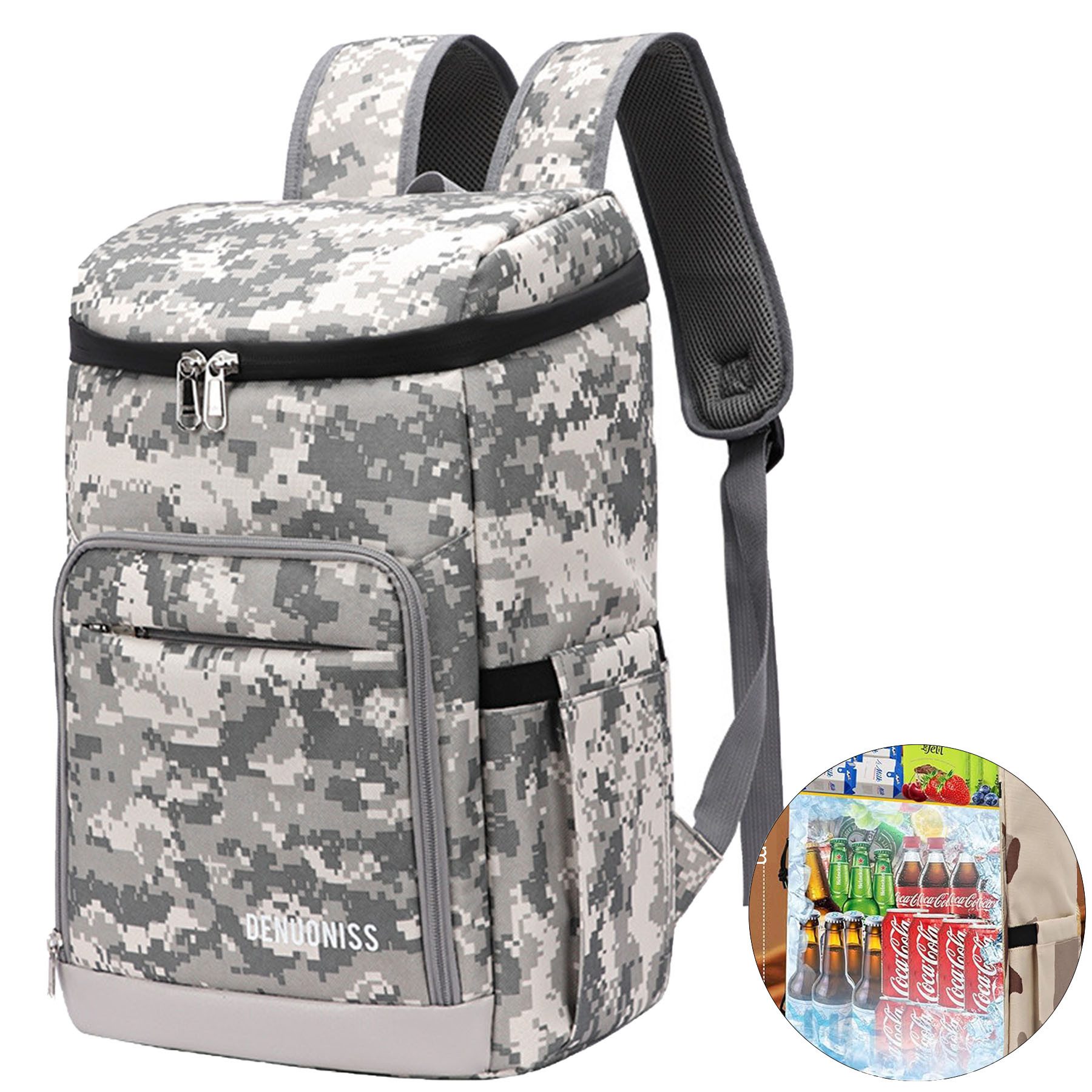 Keyura Kühltasche 24L Kühlrucksack Kühltasche Picknickrucksack mit Flaschenöffner, 24 l, Hält Speisen bis zu 4 Stunden warm und kühlt Getränke bis zu 8 Stunden