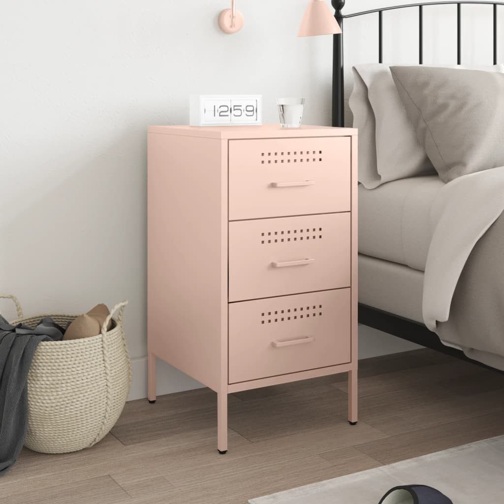 vidaXL Nachttisch Nachttisch Rosa 36x39x68 cm Stahl (1-St)