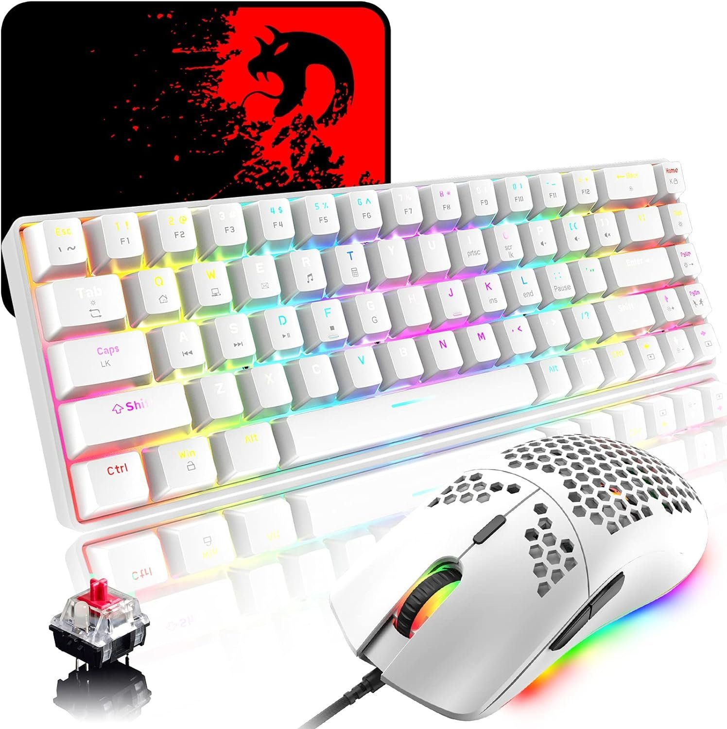 ZIYOU LANG RGB-LED-Hintergrundbeleuchtung Tastatur- und Maus-Set, ProfessionelleMechanik,individuelle Mausbeleuchtung Komfort Funktionen