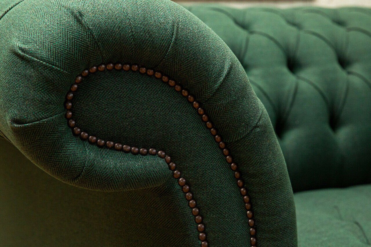 Chesterfield Leder Textil JVmoebel Klassische Polster Couch Möbel Chesterfield-Sofa, Grüne