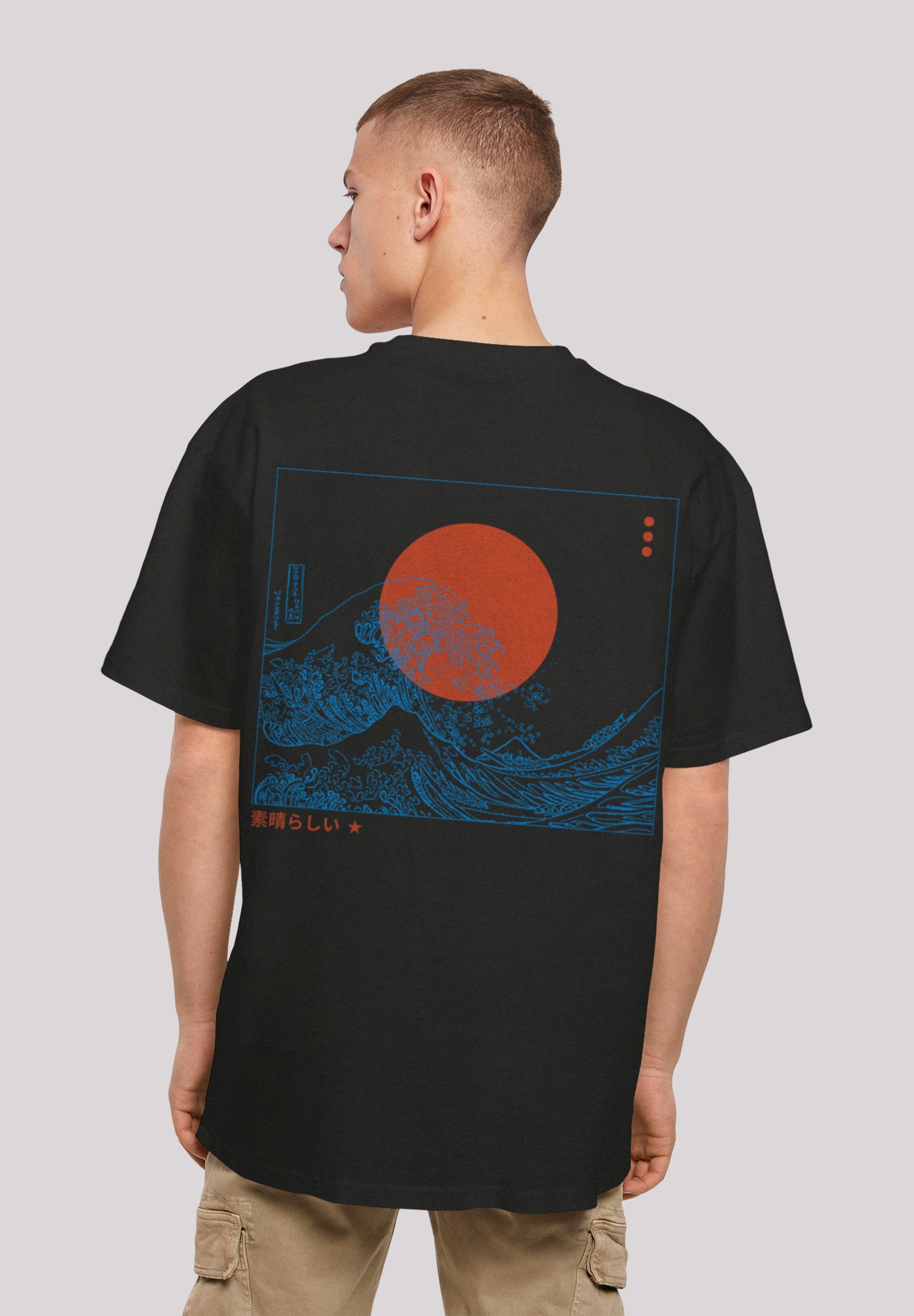 F4NT4STIC T-Shirt Kanagawa Welle Japan Print schwarz
