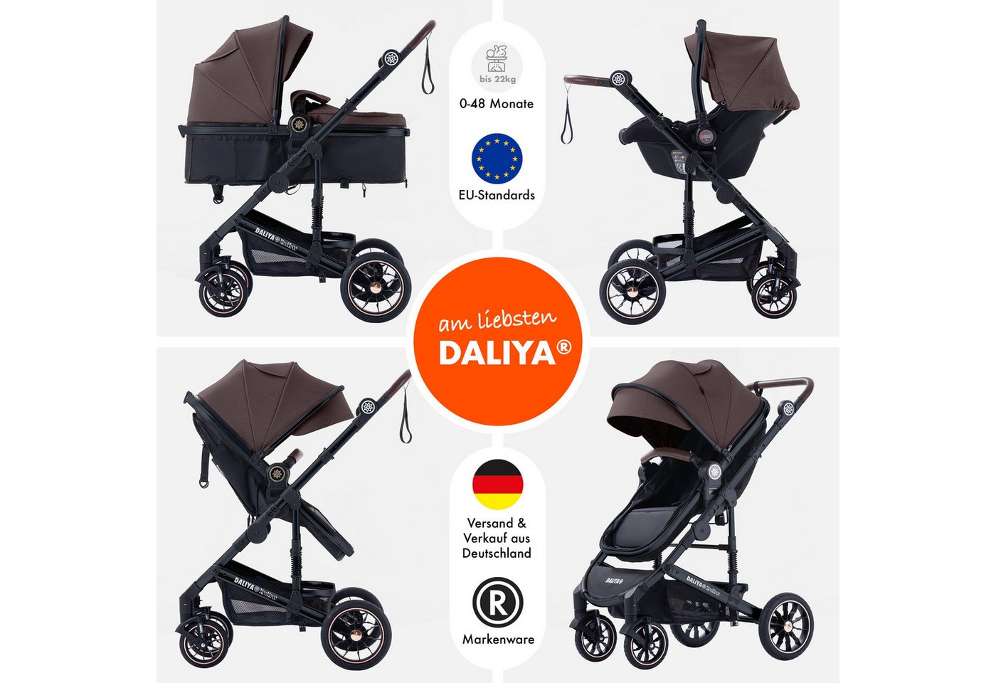 Thumbnail - Daliya® Kombi-Kinderwagen NEOMOVE 3in1 Kinderwagen mit i-Size Babyschale & Buggy, (Reise-Set, 10-tlg), Kinderwagen mit i...