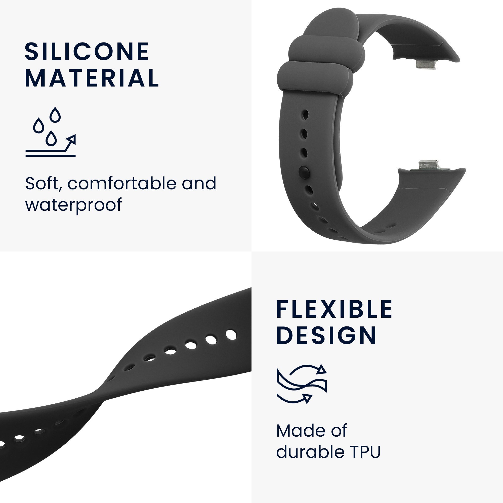 kwmobile 2x Uhrenarmband für Xiaomi Mi Band 8 Pro Armband Smartwatch, 2-tlg., Fitnesstracker Band Set aus TPU Silikon - Ersatzarmband Smartwatch