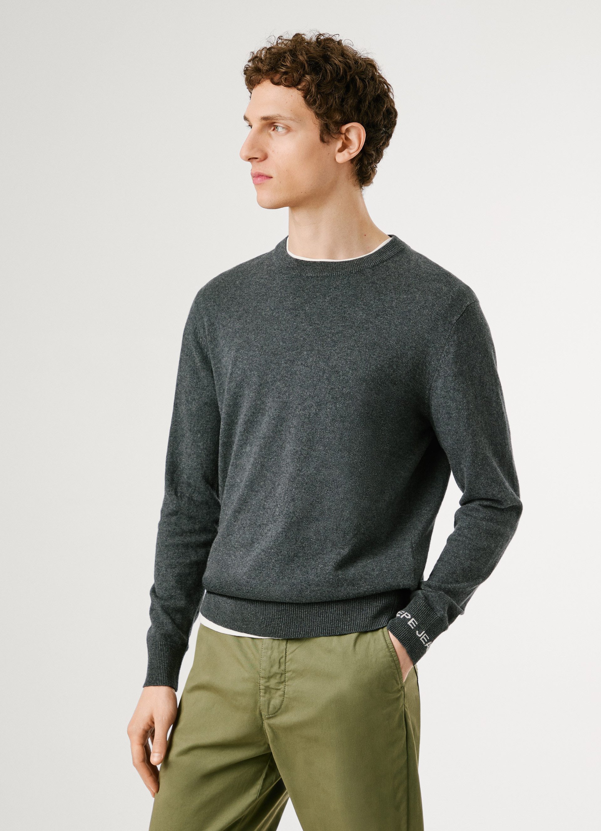 Pepe Jeans Strickpullover ANDRE CREW NECK mit Rundhals, Logo-Jacquard günstig online kaufen