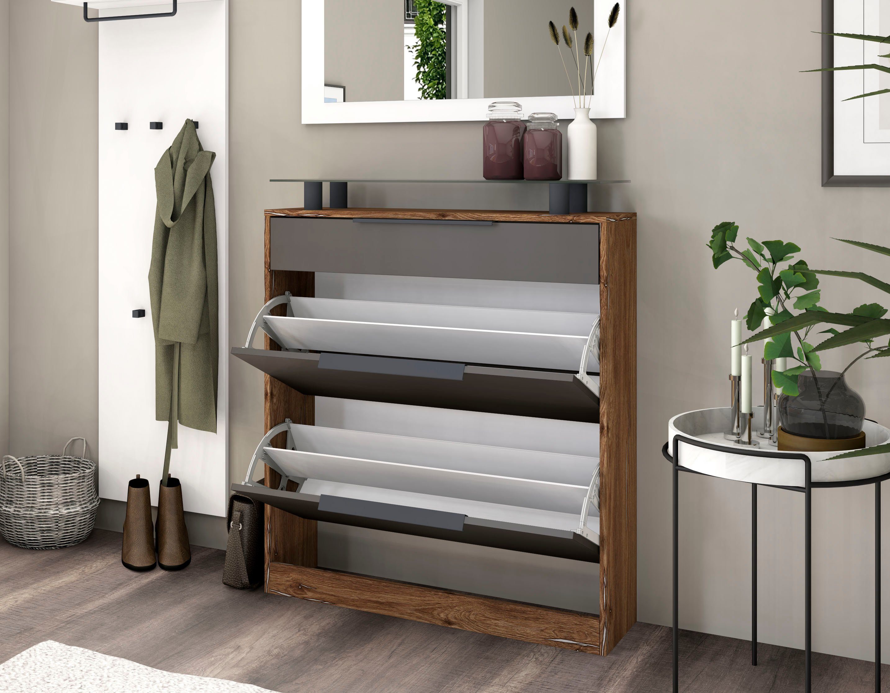 borchardt Möbel Garderoben-Set Tom, (3-St), Schuhschrank stehend
