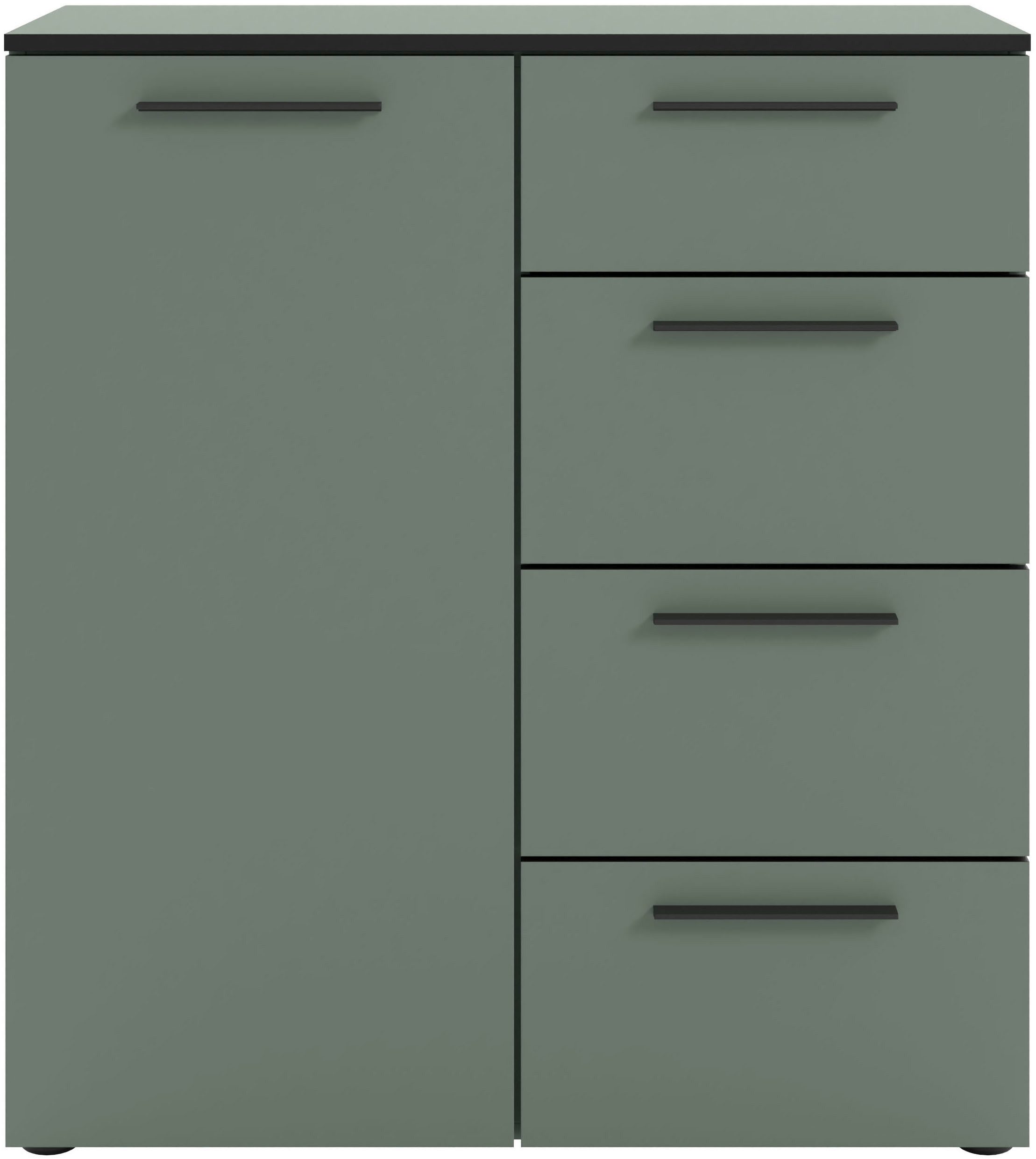 Manjana Möbel Kommode mit Schwarz matten Metallgriffen in verschiedenen Ausführungen