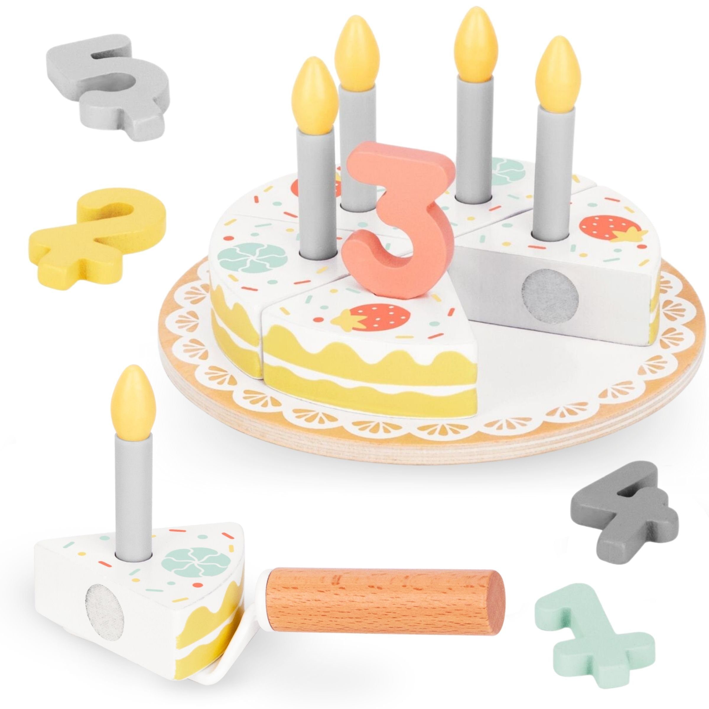 Mamabrum Puzzle-Sortierschale Hölzerne Geburtstagstorte Anschneiden zum