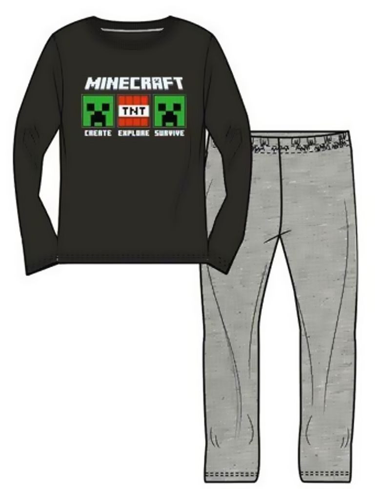 Minecraft Pyjama MINECRAFT Kinder Pyjama langer Schlafanzug für Jungen + Mädchen
