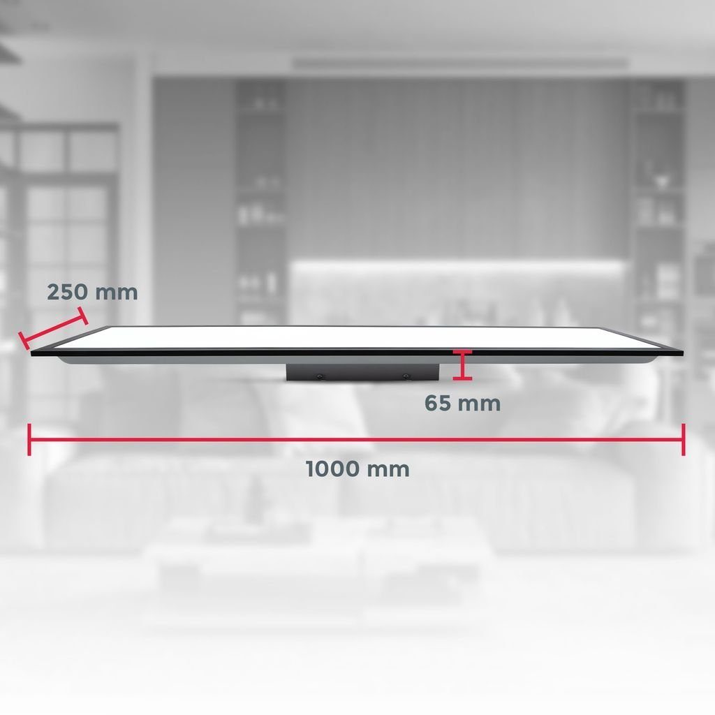 Deckenleuchte mit Timer integriert, Dimmfunktion, Farbtemperatursteuerung - Fernbedienung LED Panel Nachtlicht LED Kaltweiß, schwarz / Deckenlampe 24W Warmweiß 100x25cm dimmbar / CCT Neutralweiß B.K.Licht fest 3000-6500K 2.600lm BKL1498,