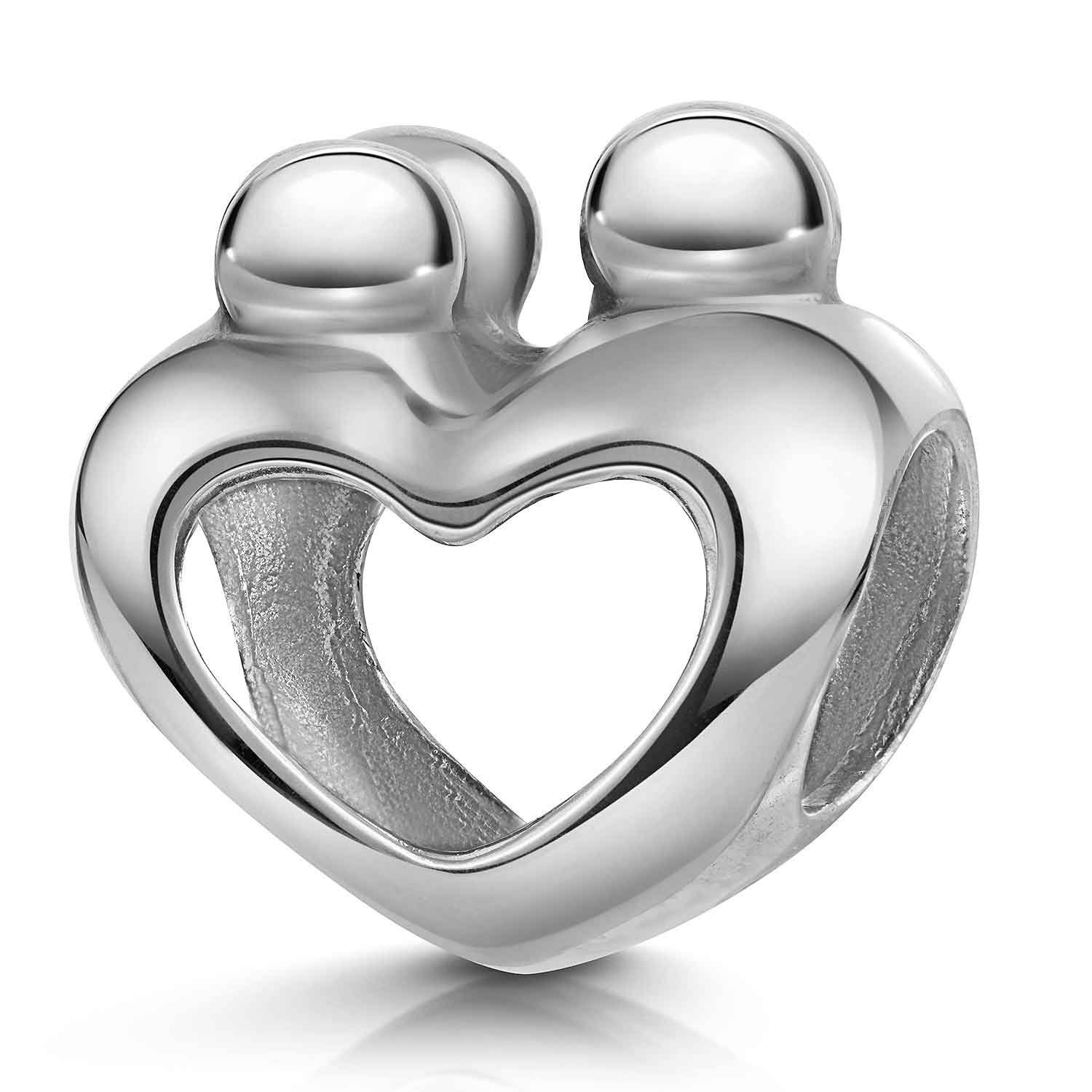 Materia Bead Familie Herz Mutter Kinder Liebe 283, 925 Sterling Silber