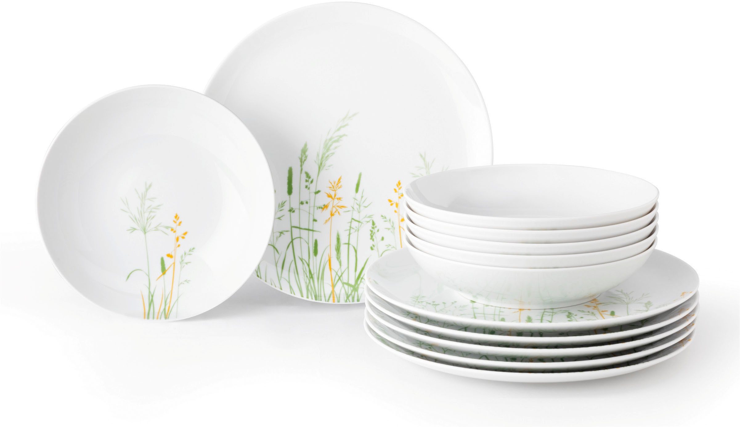 Seltmann Weiden Tafelservice Teller Set, Geschirr-Set, 12 Teile, Liberty Meadow Grasses (12-tlg), 6 Personen, Porzellan, Geschirr-Set, …