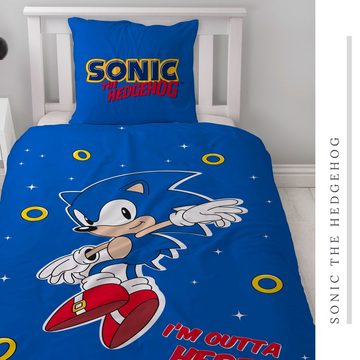 Bettwäsche Sonic 135x200 + 80x80 cm, 100 % Baumwolle, MTOnlinehandel, Renforcé, 2 teilig, Sonic The Hedgehog Comic Bettwäsche für Kinder, Teenager, Jugend