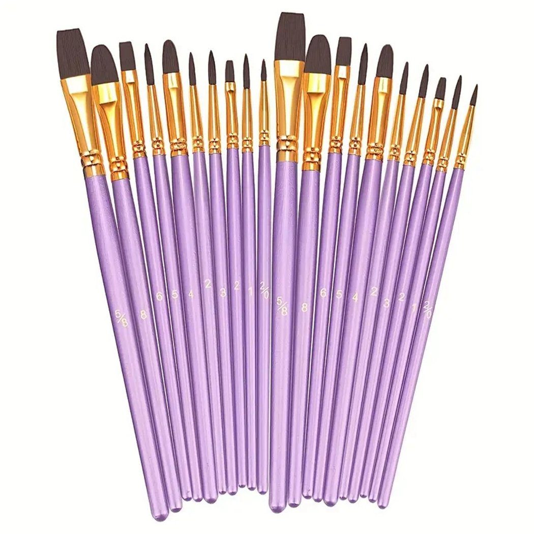 TUABUR Künstlerstift 20 Stück Nylonpinsel, geeignet für Acrylmalerei, Graffitimalerei Purple