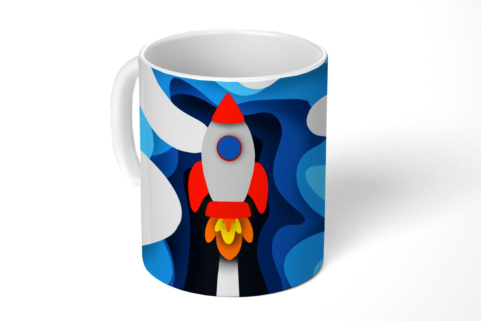 MuchoWow Tasse Illustration - Kinder - Rakete, Keramik, Kaffeetassen, Teetasse, Becher, Teetasse, Geschenk | Tassen