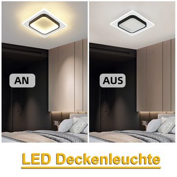 Nettlife LED Deckenleuchte Schwarz 3000K 16W/14W Deckenlampe Modern, LED fest integriert, Warmweiß, Wohnzimmer Treppenhaus Schlafzimmer Küche Flur