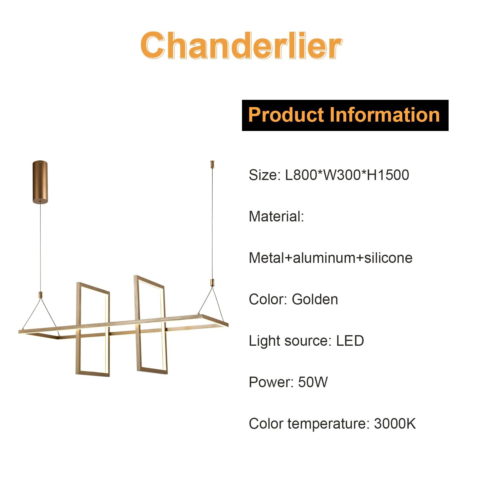 LQWELL LED Pendelleuchte Modern Pendelleuchte Hängeleuchte LED Innenbeleuchtung, LED fest integriert, Warmweißes Licht, 3000 K, Metall Kronleuchter Deckenlampe Wohnraumbeleuchtung, 50W, für Küche Wohnzimmer Schlafzimmer Esszimmer Cafés