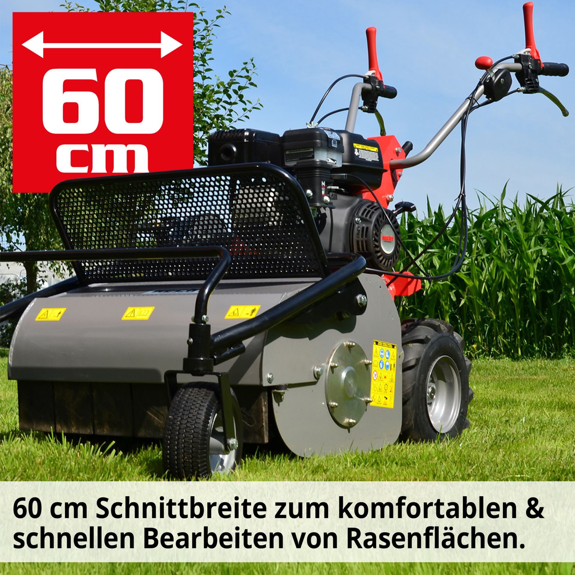 Hecht Schlegelmäher 5812 Profi Benzin 7,07 PS, 60 cm Schnittbreite, Radantrieb, 32 Schlegelmesser, Hochgrasmäher