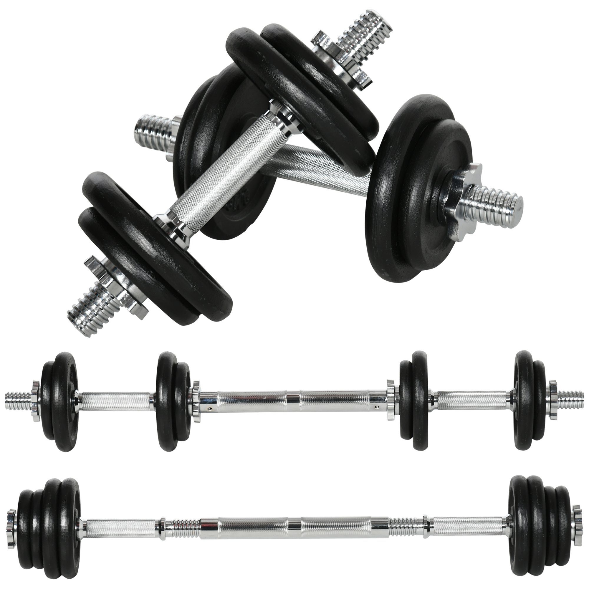 Hantel-Set verstellbare Dumbbellset Kurzhantel & Langhantel