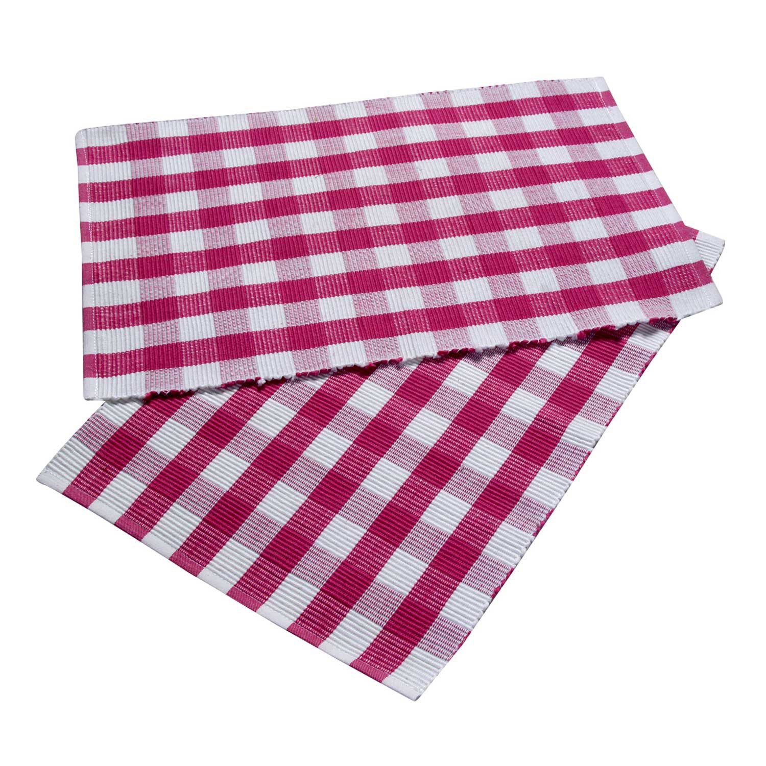 Platzset Pink kariertes Tischset aus 100% Baumwolle im 2er Pack
