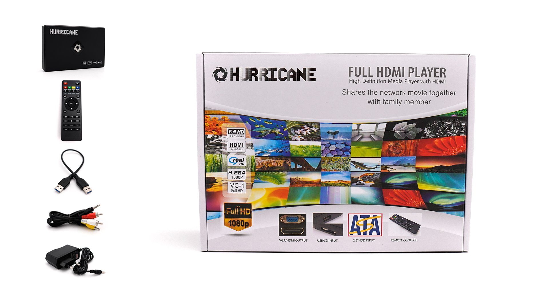 120GB HD Multi-Langu HDMI Streaming-Box HURRICANE Hurricane Media Full Player (1920*1080) HDD