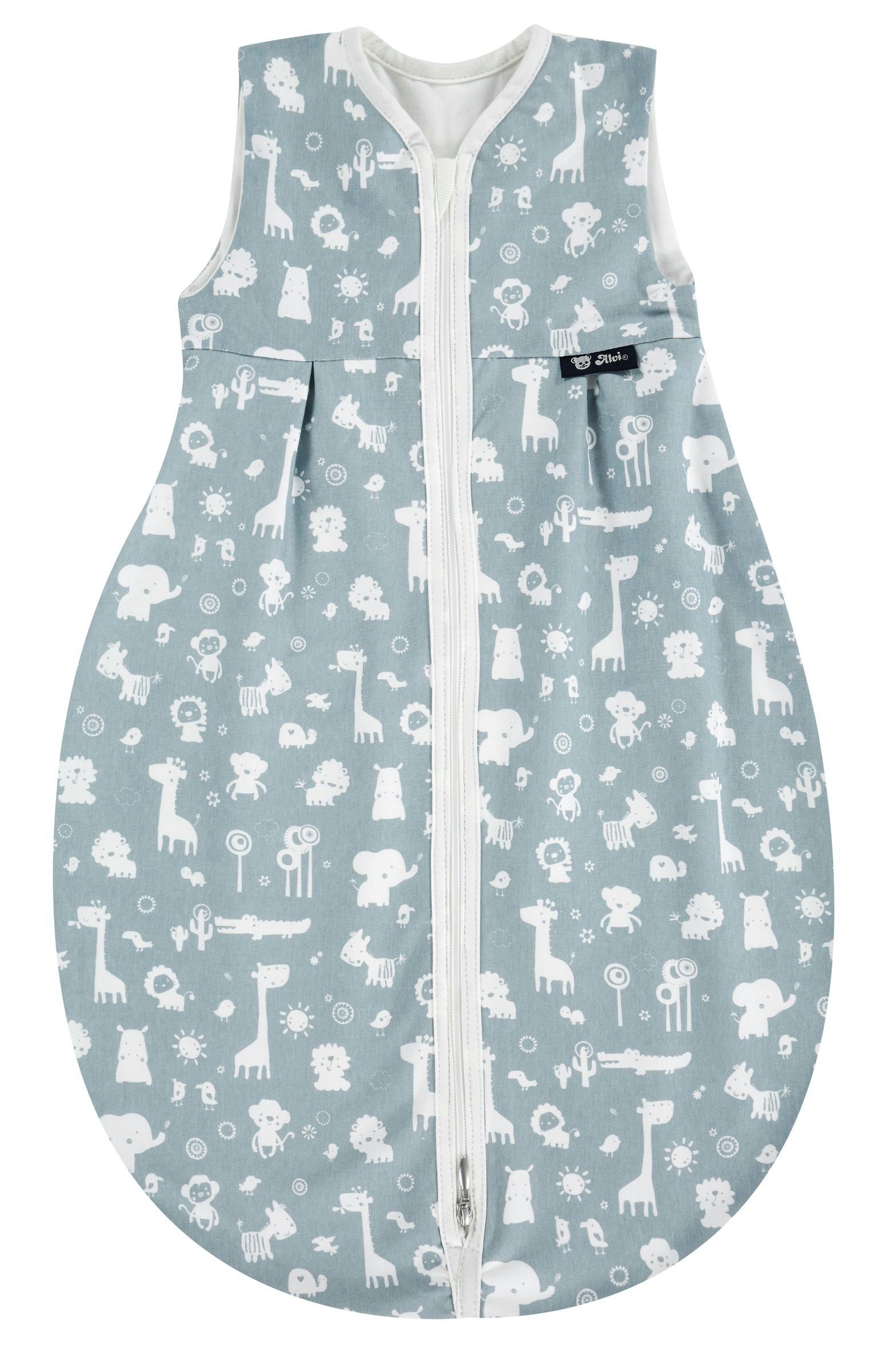 Babyschlafsack Mäxchen light Sommer Schlafsack Animals puderblau