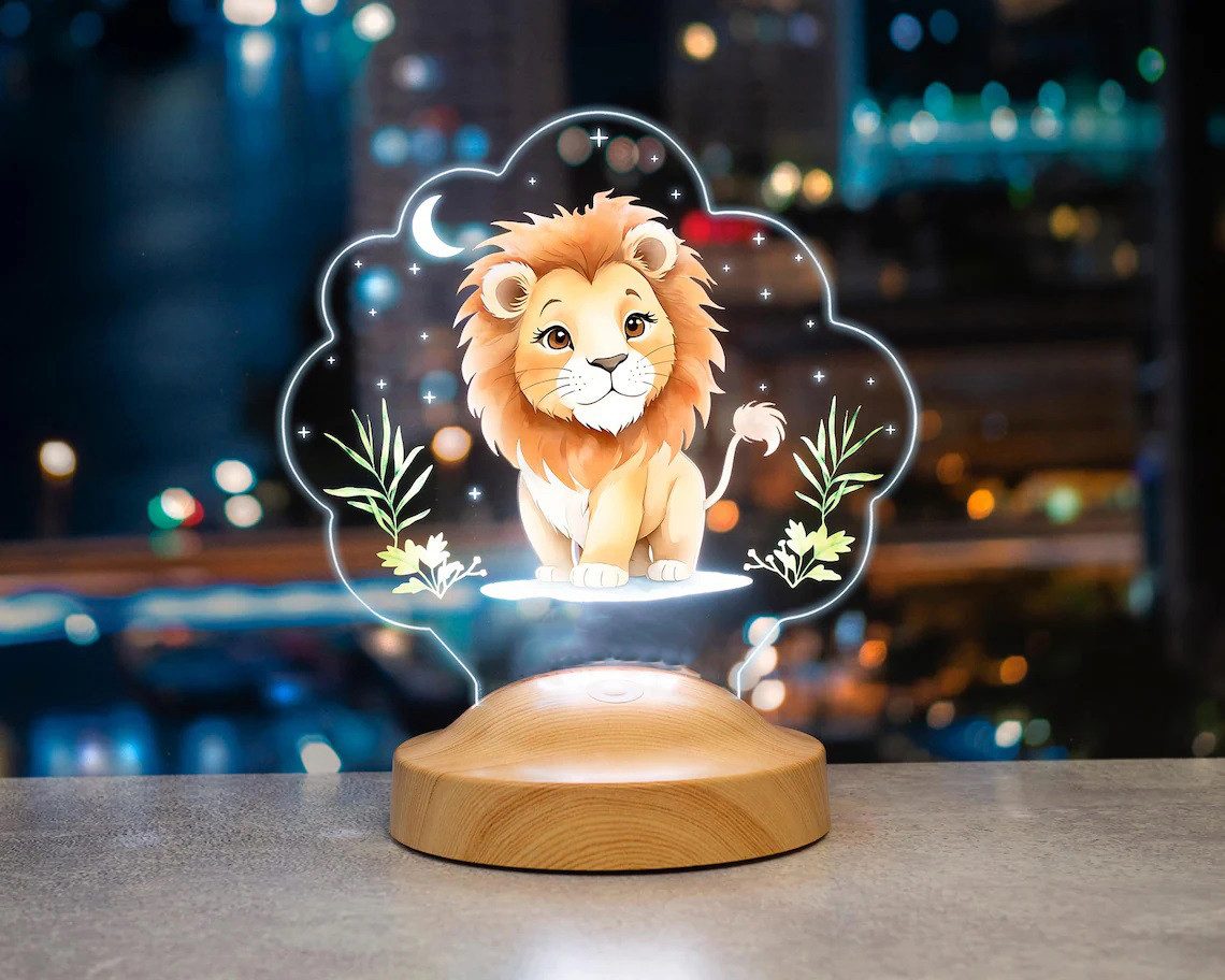 Geschenkelampe LED Nachttischlampe Löwe 3D Nachtlicht günstig online kaufen