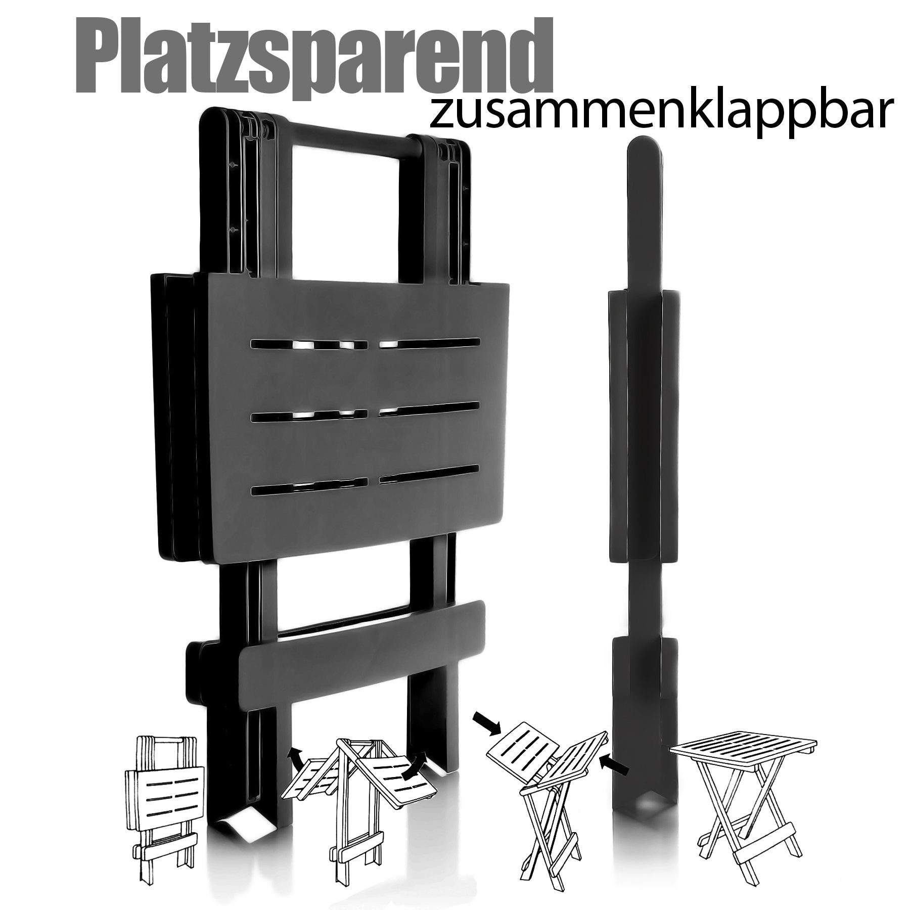 BigDean Klapptisch Beistelltisch klein in anthrazit aus Kunststoff (1-St), günstig online kaufen