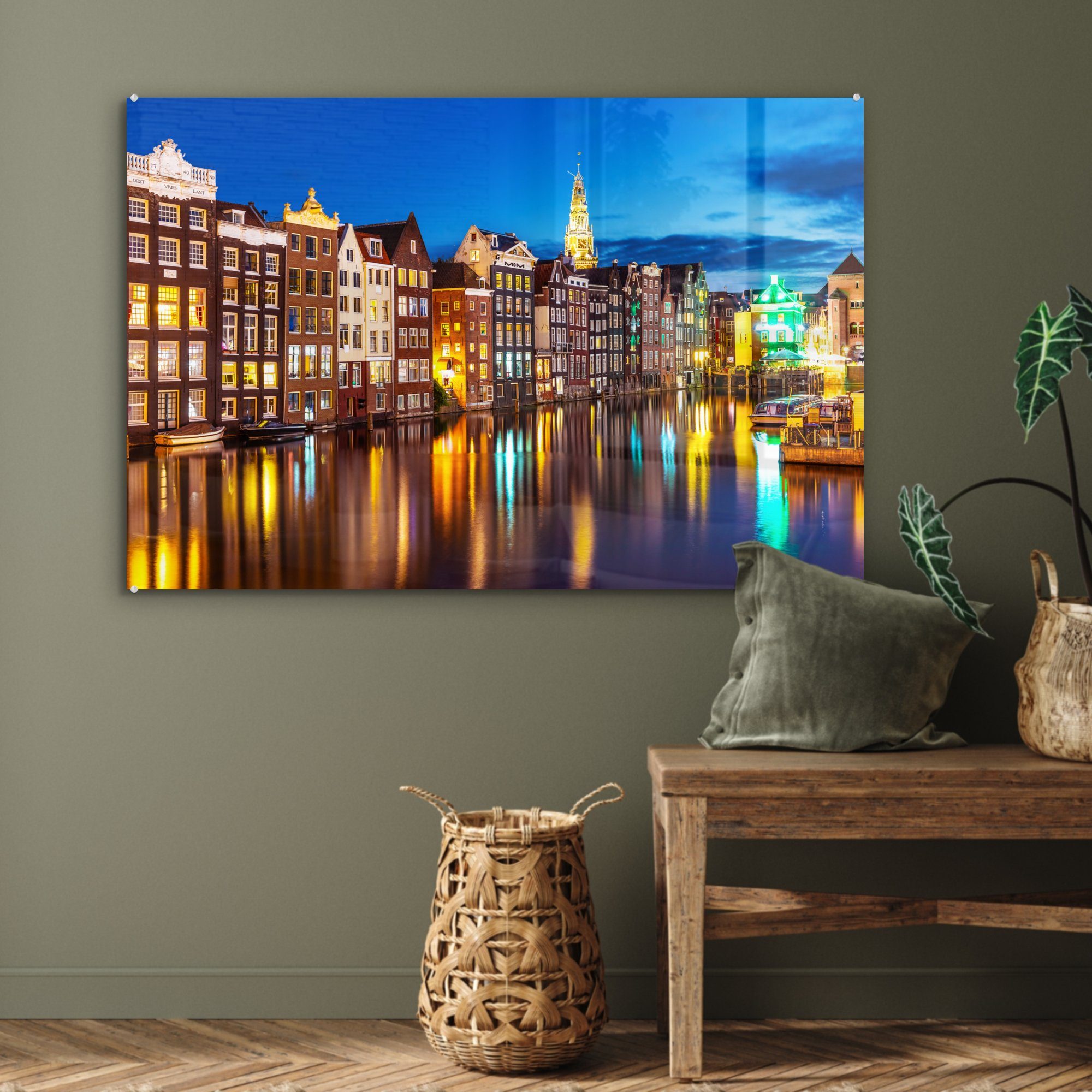 MuchoWow Acrylglasbild Licht St), Amsterdam, (1 - Acrylglasbilder Schlafzimmer Wohnzimmer - & Reflexion