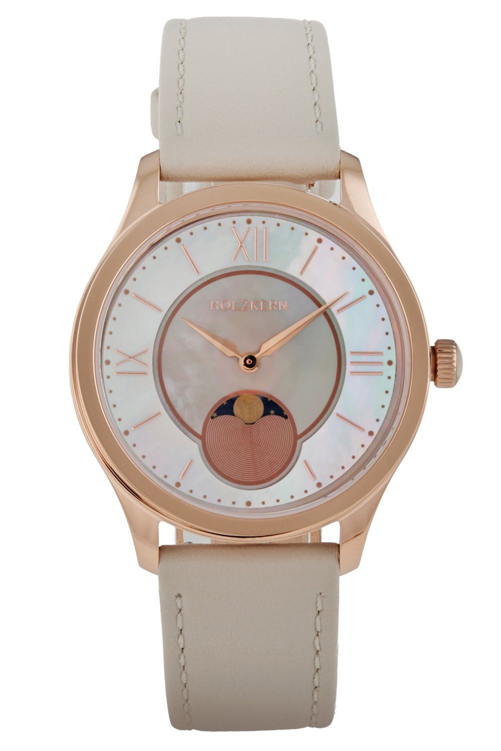 Holzkern Quarzuhr Damenuhr Moonray Perlmutt/Hellgrau