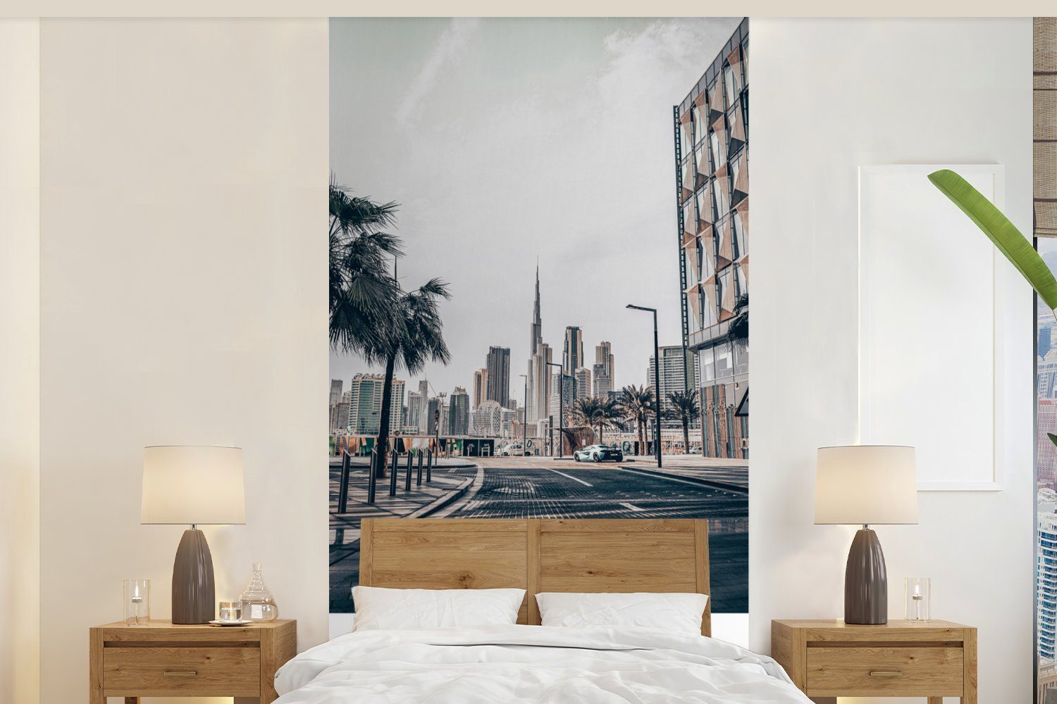 MuchoWow Fototapete Dubai - Autobahn - Architektur, Matt, bedruckt, (2 St), Vliestapete für Wohnzimmer Schlafzimmer Küche, Fototapete