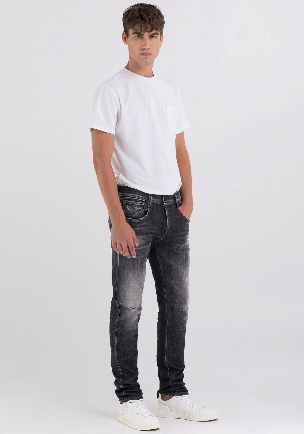 Replay Slim-fit-Jeans Anbass dark grey