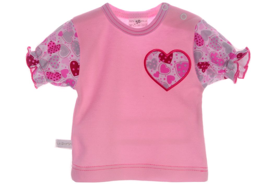 T-Shirt Kurzarmshirt Baby T-Shirt Shirt in Rosa mit Herzchen Muster
