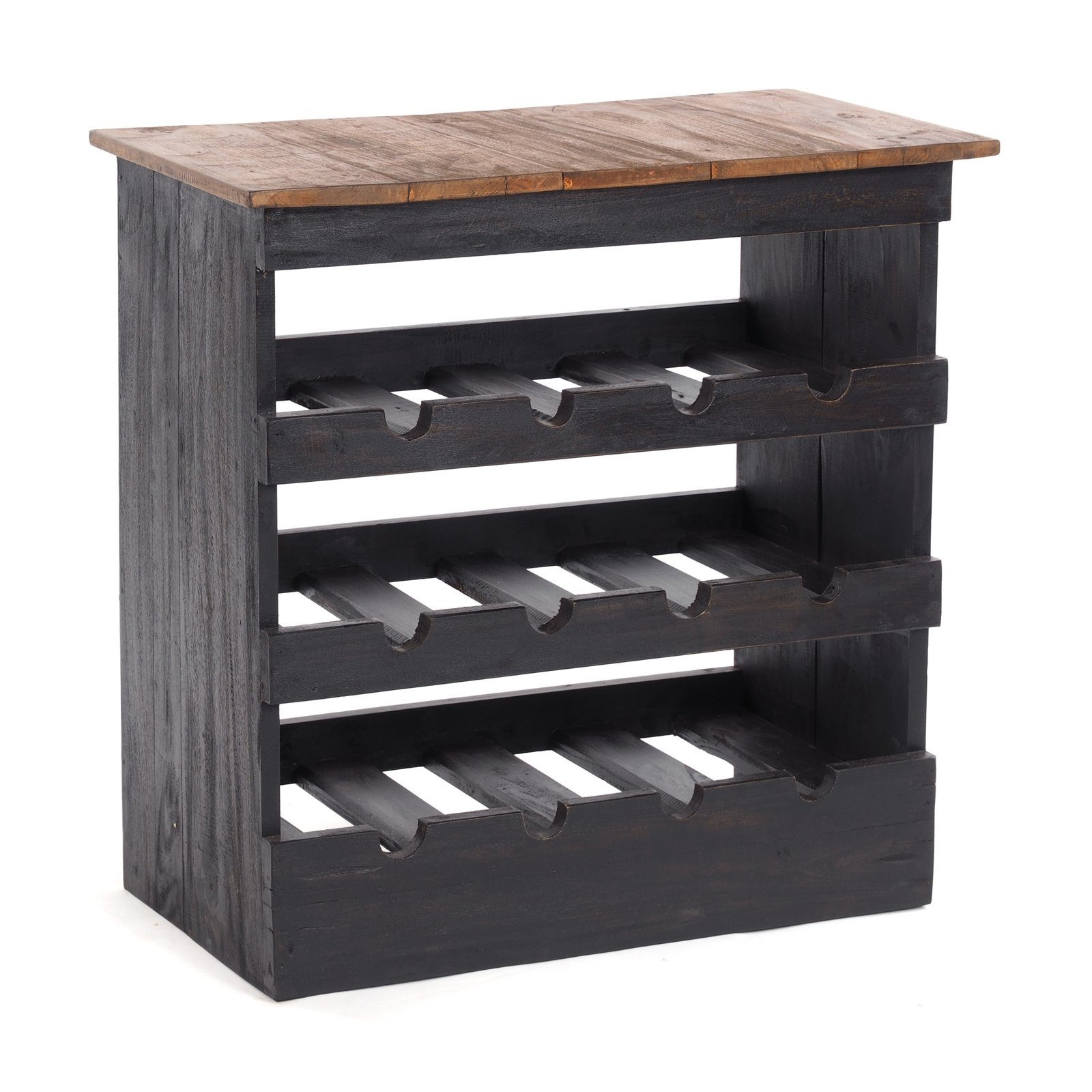 DESIGN DELIGHTS Weinregal WEINREGAL "RUSTIQUE", Altholz massiv, 70x70x38cm (HxBxT), 04 schwarz