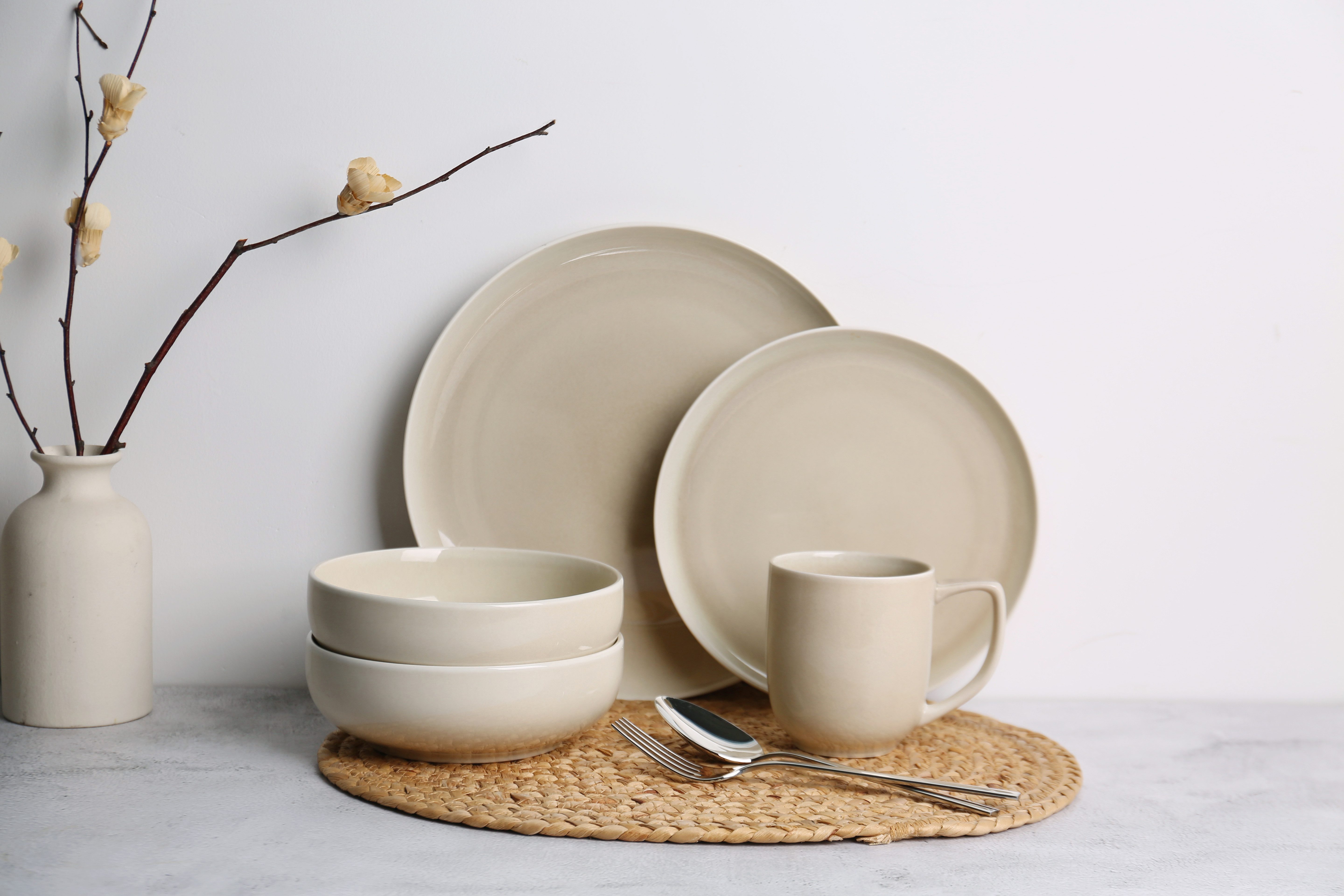 OTTO home Becher Kaffeebecher Flett, mit Reaktivglasur, 4er Set, 4-tlg., Porzellan, spülmaschinenfest und mikrowellengeeignet, 340 ml