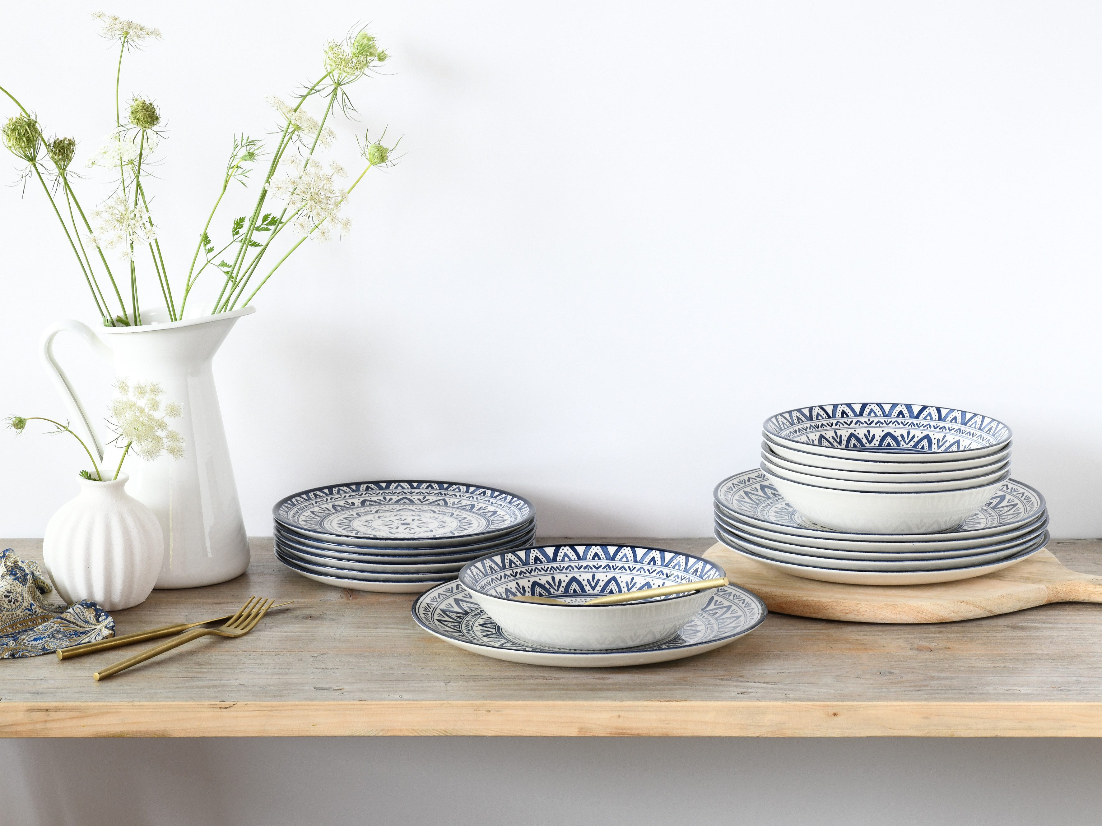 CreaTable Teller-Set Mexico, Teller Set 18-tlg (18-tlg), 6 Personen, Steingut, Traditionelle Motive