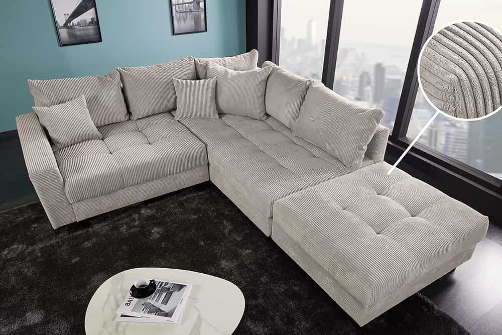 riess-ambiente Ecksofa KENT 220cm greige / schwarz, Einzelartikel 1 Teile, günstig online kaufen