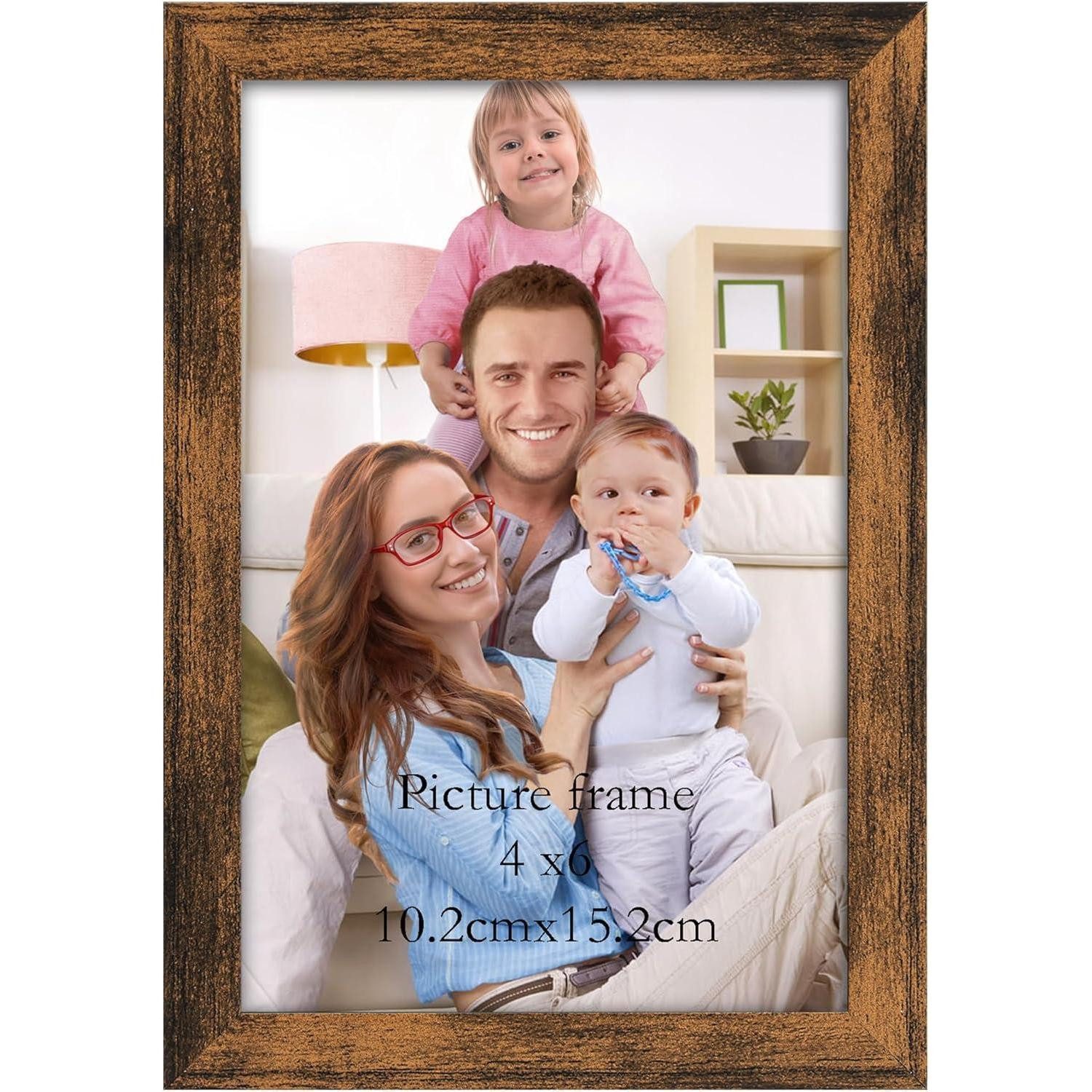 LuxusKollektion Einzelrahmen Bilderrahmen 10x15 Kunststoff Wand Tischaufsteller 10x15cm Braun