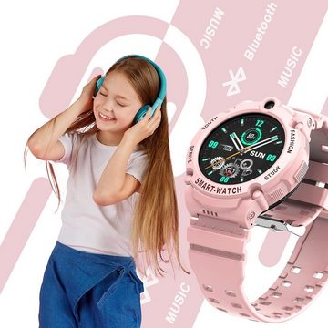 PTHTECHUS Smartwatch (1,83 Zoll, Android iOS), Telefon für Kinder 4G Videoanruf Uhr WiFi + GPS Anrufe Schulmodus SOS